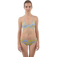 Yellow Blue Cow Print Wrap Around Bikini Set by LoolyElzayat