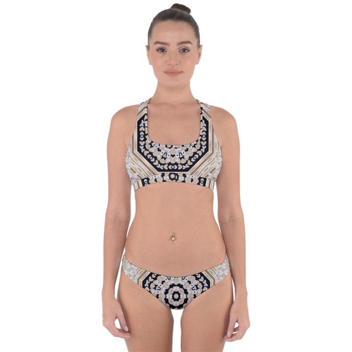 Wood Butterflies And Wood Hearts In Harmony Cross Back Hipster Bikini Set