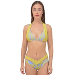 Yellow Blue Cow Print Double Strap Halter Bikini Set by LoolyElzayat