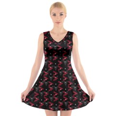 Intricate Polygons Pattern V-neck Sleeveless Dress by dflcprints