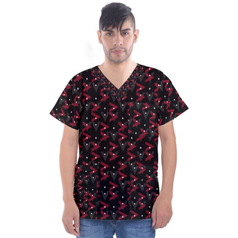 Intricate Polygons Pattern Men s V-neck Scrub Top by dflcprints