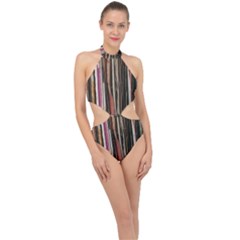 Old Singles Halter Side Cut Swimsuit