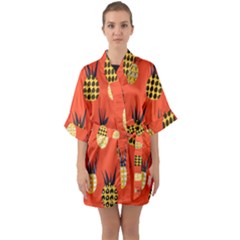 Pineapples Quarter Sleeve Kimono Robe