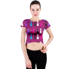 Cats Crew Neck Crop Top