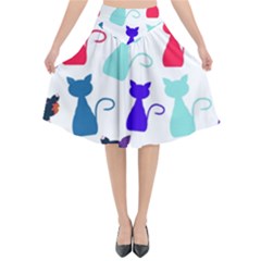 Cats Flared Midi Skirt