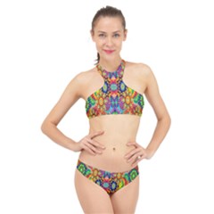 Artwork By Patrick-colorful-47 High Neck Bikini Set