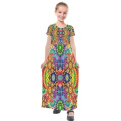 Artwork By Patrick-colorful-47 Kids  Short Sleeve Maxi Dress