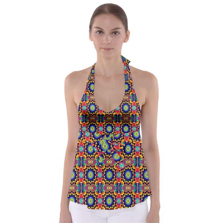 ARTWORK BY PATRICK-COLORFUL-47.1 Babydoll Tankini Top