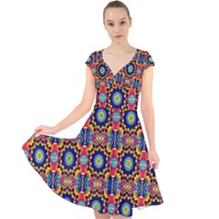 Artwork By Patrick-colorful-47 1 Cap Sleeve Front Wrap Midi Dress by ArtworkByPatrick