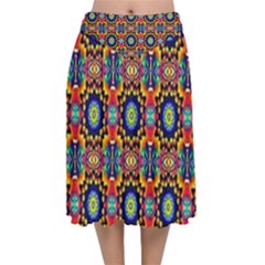 Artwork By Patrick-colorful-47 1 Velvet Flared Midi Skirt