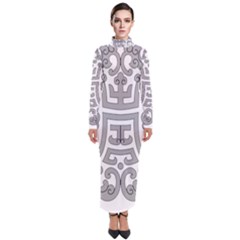 Chinese Traditional Pattern Turtleneck Maxi Dress