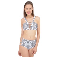 Chinese Traditional Pattern Cage Up Bikini Set