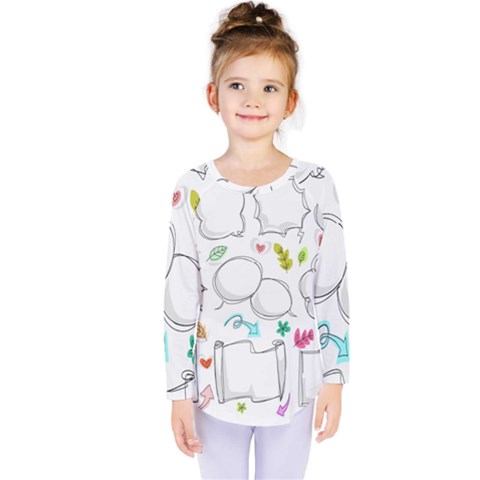 Set Chalk Out Chitchat Scribble Kids  Long Sleeve Tee by Nexatart