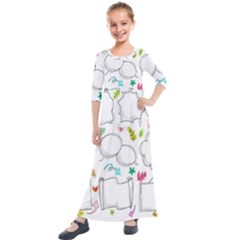 Set Chalk Out Chitchat Scribble Kids  Quarter Sleeve Maxi Dress