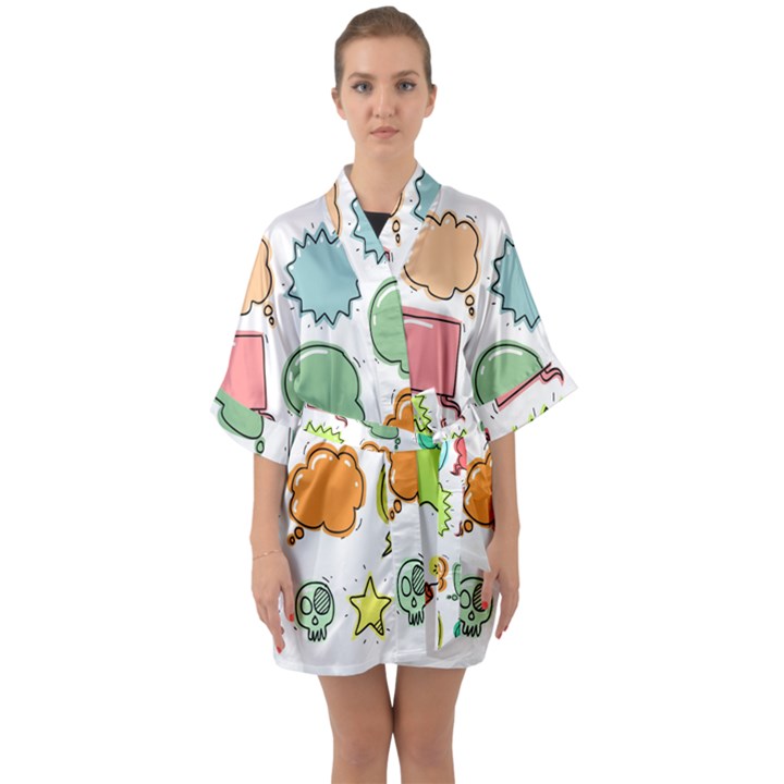 Set Collection Balloon Image Quarter Sleeve Kimono Robe