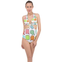 Set Collection Balloon Image Halter Front Plunge Swimsuit by Nexatart