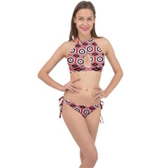 Motif Batik Design Decorative Cross Front Halter Bikini Set by Nexatart