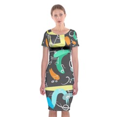 Repetition Seamless Child Sketch Classic Short Sleeve Midi Dress by Nexatart