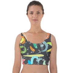 Repetition Seamless Child Sketch Velvet Crop Top