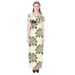 Camouflage Tropical Leaf Short Sleeve Maxi Dress by LoolyElzayat