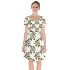 Camouflage Tropical Leaf Short Sleeve Bardot Dress by LoolyElzayat