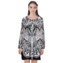 Ornate Hindu Elephant  Long Sleeve Chiffon Shift Dress  View1