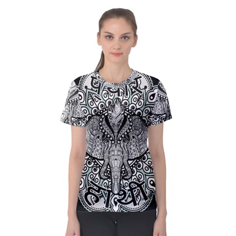 Ornate Hindu Elephant  Women s Sport Mesh Tee by Valentinaart