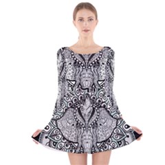 Ornate Hindu Elephant  Long Sleeve Velvet Skater Dress