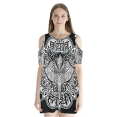 Ornate Hindu Elephant  Shoulder Cutout Velvet One Piece by Valentinaart