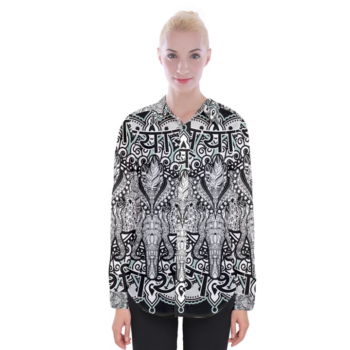 Ornate Hindu Elephant  Womens Long Sleeve Shirt