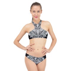 Ornate Hindu Elephant  High Neck Bikini Set by Valentinaart