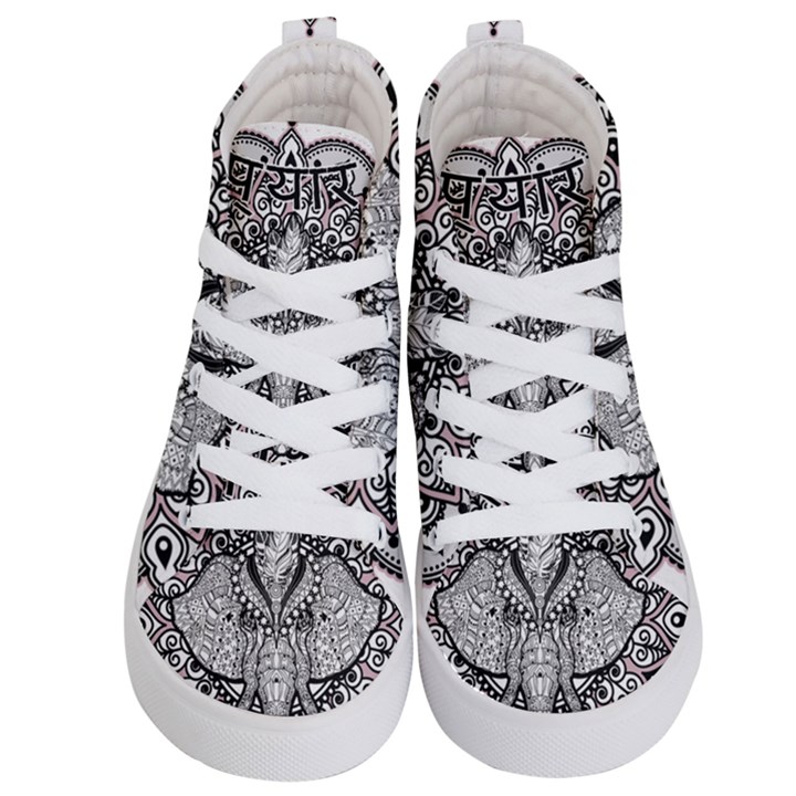 Ornate Hindu Elephant  Kid s Hi-Top Skate Sneakers