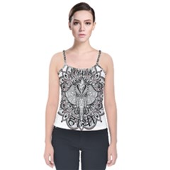 Ornate Hindu Elephant  Velvet Spaghetti Strap Top