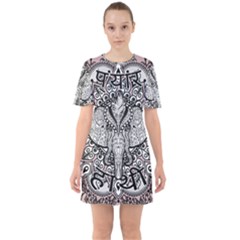 Ornate Hindu Elephant  Sixties Short Sleeve Mini Dress by Valentinaart