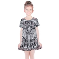 Ornate Hindu Elephant  Kids  Simple Cotton Dress by Valentinaart