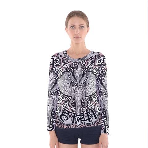 Ornate Hindu Elephant  Women s Long Sleeve Tee by Valentinaart