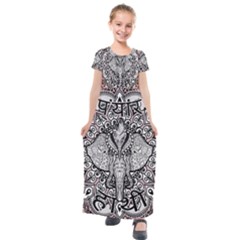 Ornate Hindu Elephant  Kids  Short Sleeve Maxi Dress