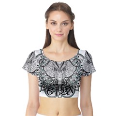 Ornate Hindu Elephant  Short Sleeve Crop Top by Valentinaart