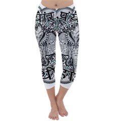 Ornate Hindu Elephant  Capri Winter Leggings 