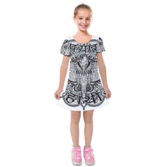 Ornate Hindu Elephant  Kids  Short Sleeve Velvet Dress by Valentinaart