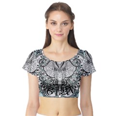 Ornate Hindu Elephant  Short Sleeve Crop Top by Valentinaart