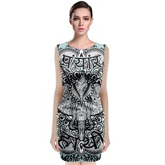 Ornate Hindu Elephant  Sleeveless Velvet Midi Dress by Valentinaart