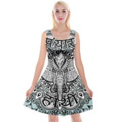 Ornate Hindu Elephant  Reversible Velvet Sleeveless Dress by Valentinaart