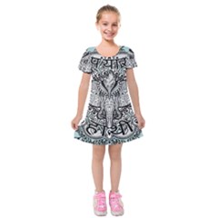 Ornate Hindu Elephant  Kids  Short Sleeve Velvet Dress by Valentinaart