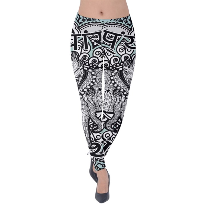 Ornate Hindu Elephant  Velvet Leggings