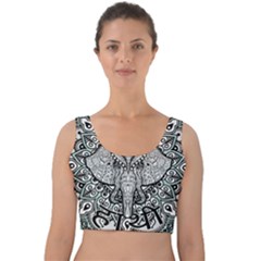 Ornate Hindu Elephant  Velvet Crop Top by Valentinaart