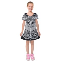 Ornate Hindu Elephant  Kids  Short Sleeve Velvet Dress by Valentinaart