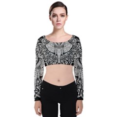 Ornate Hindu Elephant  Velvet Crop Top