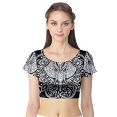 Ornate Hindu Elephant  Short Sleeve Crop Top by Valentinaart