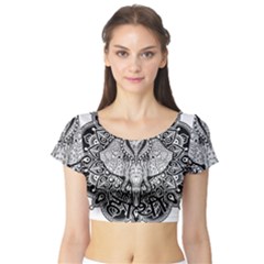 Ornate Hindu Elephant  Short Sleeve Crop Top by Valentinaart